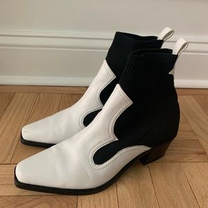 Zara White/Black Western Boots